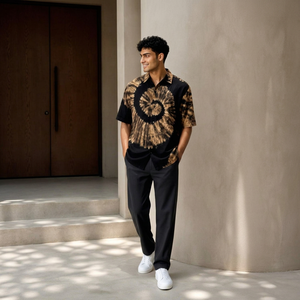 เสื้อเชิ้ตผู้ชายแบบสบายๆ ลายพิมพ์ดิจิทัลสไตล์ทรอปิคอล แห้งเร็ว เป็นมิตรกับสิ่งแวดล้อม แขนยาว ติดกระดุม ผลิตจากโพลีเอสเตอร์/เรยอน ทรงหลวม ระบายอากาศได้ดี - Product Image 1