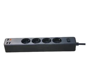 4 방향 범용 연장 케이블과 3 개의 USB 포트가있는 멀티 플러그 전원 소켓 및 EU 표준 플러그 용 1 type-c 포트 전원 스트립