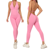 Combinaison de sport d'entraînement de yoga de haute qualité Leggings froissés à lacets Combinaison de yoga une pièce pour femmes