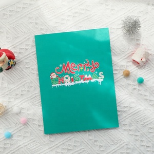 Buon Natale verde pop up biglietto <span class=keywords><strong>di</strong></span> auguri con busta e mini carta <span class=keywords><strong>di</strong></span> scrittura regali creativi - Product Image 4