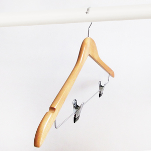 Flat Thin Notched Silver Hook Durable Anit Slip Solid Lotus Wood Clothes For Eco Boutique Thin Wooden <b>Hangers</b> - Product Image 4