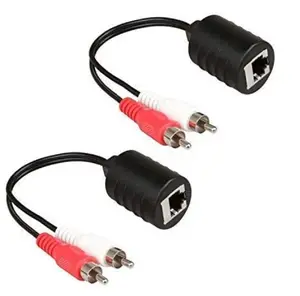 2 pacotes rca estéreo para extensor de áudio rca estéreo sobre cat5 (2x rca para rj45 fêmea)