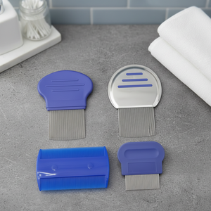 Paquete de 4 peines para piojos de acero inoxidable y plástico, duraderos y cómodos para niños y adultos, uso doméstico - Product Image 1