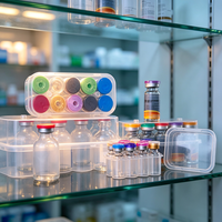Lot de boîtes de rangement empilables en plastique transparent avec couvercle rabattable pour ampoules de peptides, flacons d'échantillons, usage en laboratoire et beauté