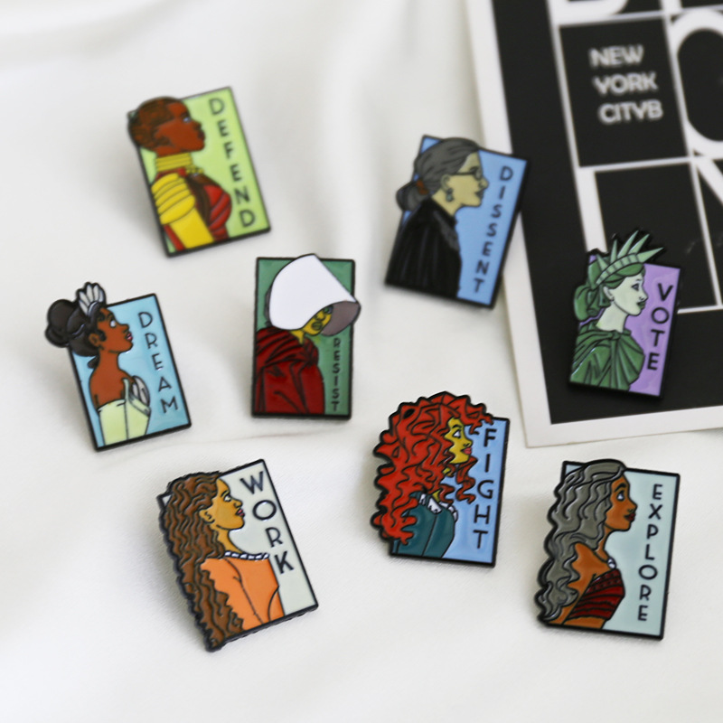 Женская эмалированная брошь от производителя, защищающая права голоса, борется с мечтой, исследует работу, защищает эмаль, одежда, галстук, шарф, Нагрудный значок