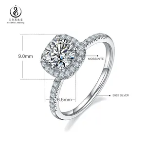 Merence takı 1ct D renk VVS Moissanite taş ile klasik tasarım sertifika takı 925 gümüş nişan yüzüğü hediye için
