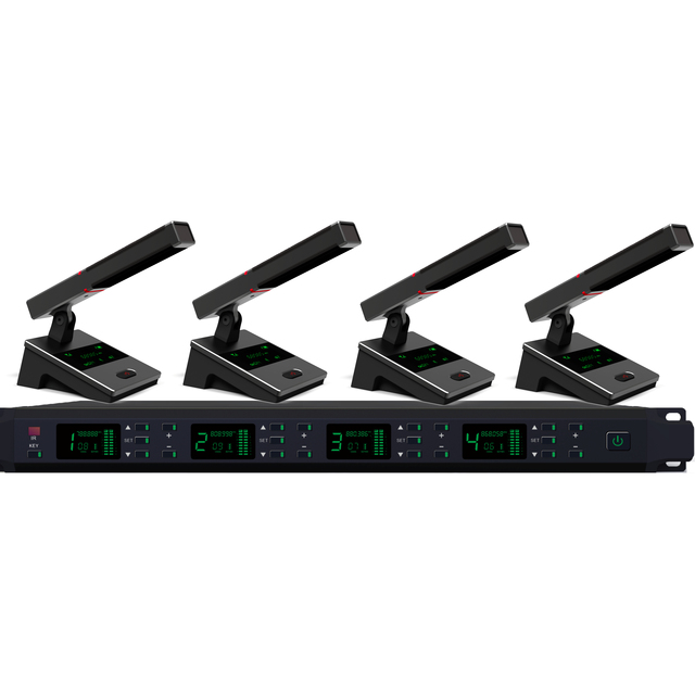 Professional UHF 4-Channel Wireless Microphone System with Zinc Alloy Shell - MT140 Cordless Audio Setup for Large Halls