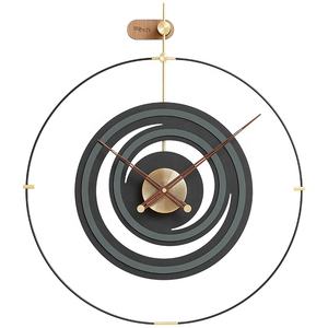 TEBOYTY นาฬิกาแขวนผนังโลหะหรูหราแบบมินิมอลลิสต์,นาฬิกาพระจันทร์สีเทาทันสมัยด้วยมือทำจากไม้วอลนัทนาฬิกาทำด้วยมืออะคริลิกกระจกและไม้ - Product Image 1