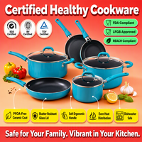 Set Peralatan Masak Keramik Anti Lengket 12 Buah dengan Desain Minimalis dan Konstruksi Logam-Panci Wajan Peralatan Dapur