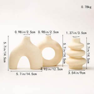 Vaso Moderno Piccolo Minimalista in Ceramica Bianca a Ciambella da Tavolo Finitura Opaca Decorazione per <span class=keywords><strong>Casa</strong></span> Matrimonio Cucina Ufficio Soggiorno - Product Image 3