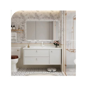 Armoire de salle de bain française combinaison chêne laque céramique bassin monobloc salle de bain lavabo lavabo évier armoire - Product Image 1
