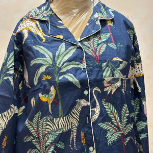 ชุดนอนผ้าฝ้ายสำหรับผู้หญิง แขนยาว พิมพ์ลายดอกไม้ สวมใส่สบาย เหมาะสำหรับฤดูร้อนและฤดูใบไม้ผลิ ราคาขายส่ง - Product Image 1