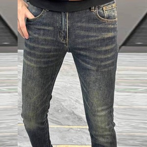 Pantalones Vaqueros Europeos para Hombre, Nueva Moda de Otoño, Estilo Lujoso, Pantalones Ajustados, Efecto Adelgazante, Lavados, Casuales - Product Image 5