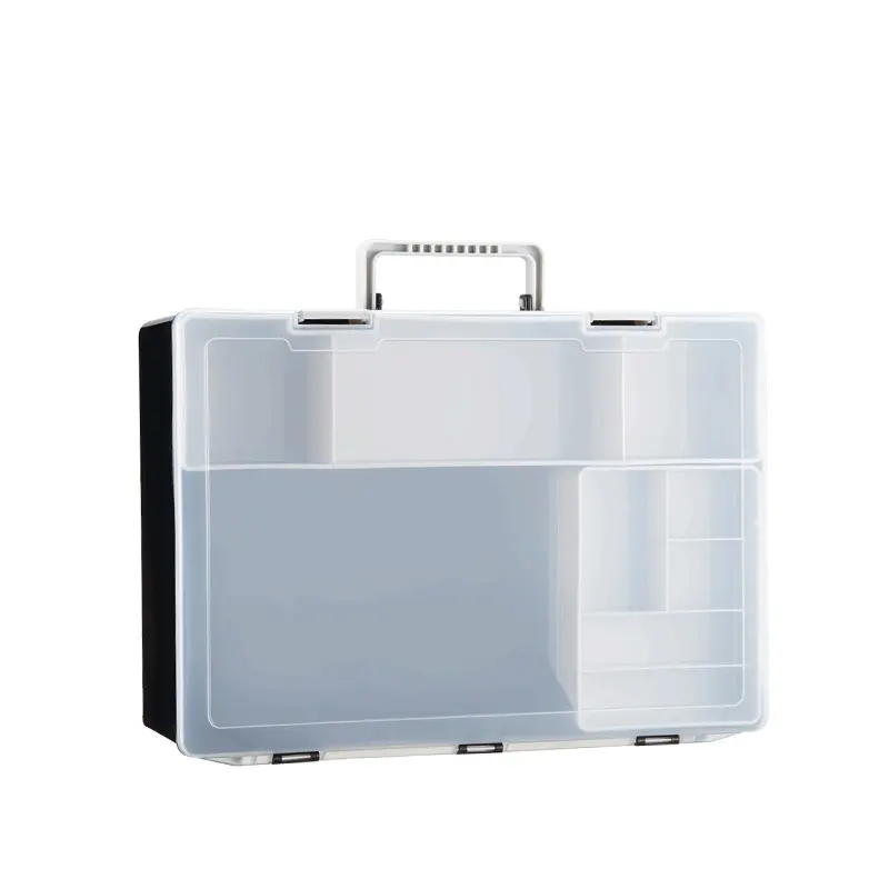 Outdoor multi-function waterproof transparent stack-able plastic tool storage box