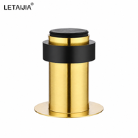 Butée de porte en acier inoxydable à profil bas avec amortisseur souple, anneau de protection, base large, plusieurs finitions, quincaillerie moderne