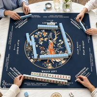 Tapis de Mahjong Américain Personnalisé avec Règles de Charleston et Guide de Triche, Housse de Table Antidérapante en Caoutchouc Silencieuse, Faible MOQ