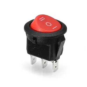 Tombol hitam kursi merah tembaga lingkungan 3 posisi leci rs606 round rocker switch