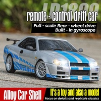 Voiture de drift RC LDRC 1899 RTR GTR R34 1:18 2.4G RWD avec gyroscope ESP, lumières LED, carrosserie en alliage, modèle de course LD1899
