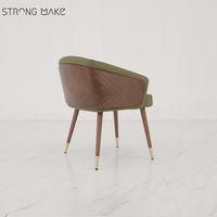 Chaise de salle à manger en bois massif, style nordique moderne et luxueux du milieu du siècle, avec revêtement en velours et simili cuir PU, pour restaurant