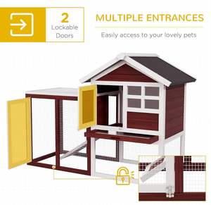 Conejera <span class=keywords><strong>de</strong></span> madera <span class=keywords><strong>de</strong></span> 122 cm con cerradura, diseño multinivel, para uso exterior, con bandeja y escalera. - Product Image 4