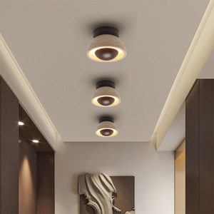 โคมไฟเพดานวัสดุหินอ่อนวาบิซาบิ พร้อมโครงไม้จริง ไฟ LED สำหรับโถงทางเดินและห้องนั่งเล่น - Product Image 4