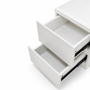 Mesita de <span class=keywords><strong>Noche</strong></span> Moderna Minimalista Blanca con 2 Cajones, Mesa Auxiliar sin Tiradores para Dormitorio, Apartamento, Hotel - Product Image 5