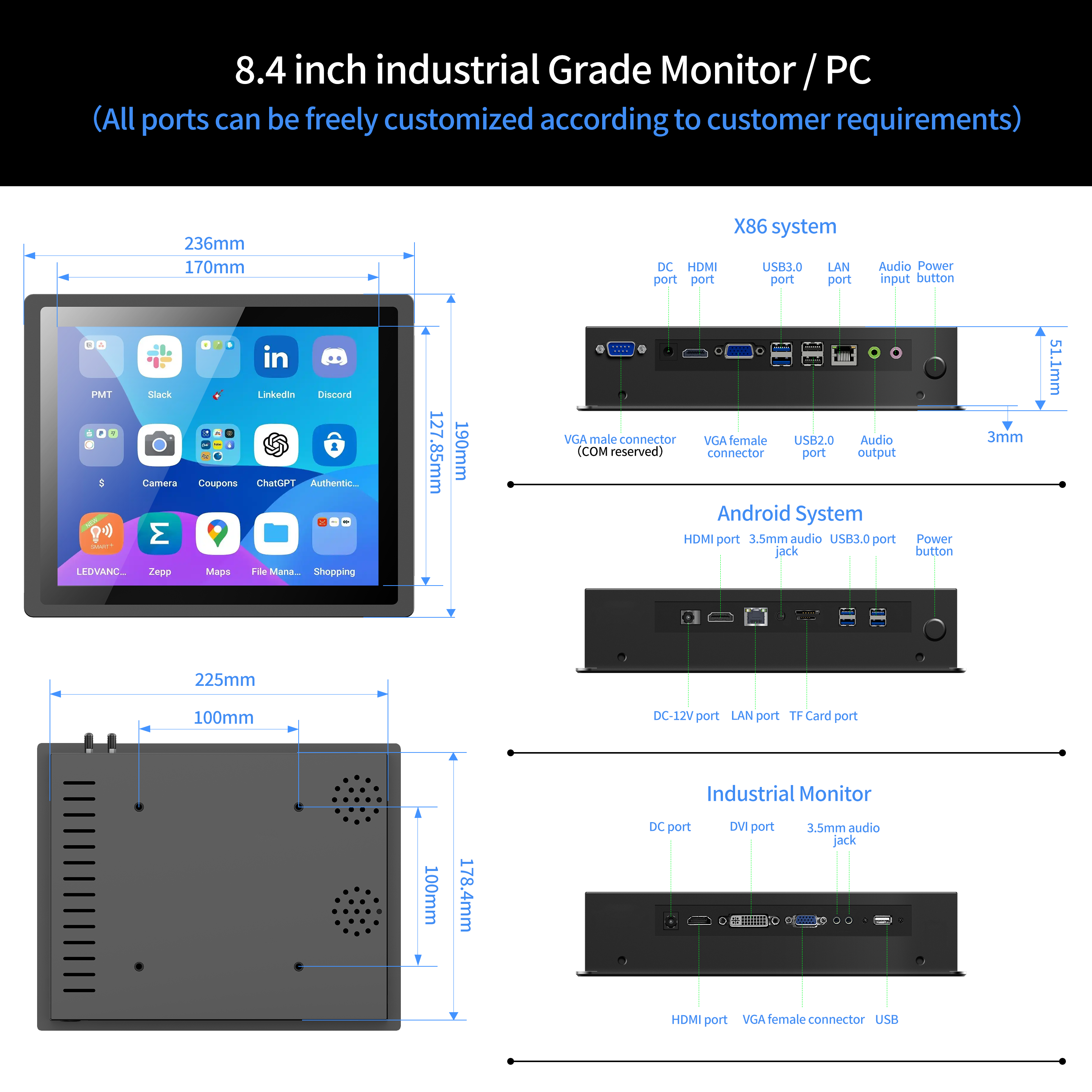 8,4" B840-XQRL-RT-C Android 4 Go + 64 Go