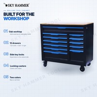Ensemble d'outils de mécanicien 760 pièces avec armoire à outils roulante à 12 tiroirs, plateau en chêne, clé dynamométrique, plateaux en mousse EVA, coffre à outils de garage