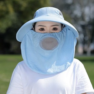 Sombrero para recolección de té para mujer, color azul cielo, de algodón, con protección solar, para uso en exteriores en verano - Product Image 1