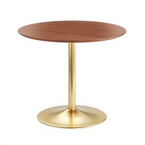Modern Center Coffee <b>Table</b> with Gold Finished Metal & Wood Farmhouse Design Side <b>Table</b> Living Room Furniture - Product Image 1