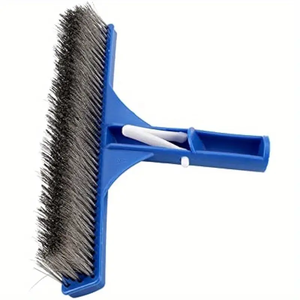 Brosse à algues robuste et écologique en fil d'acier inoxydable de 10 pouces, conçue pour les piscines en béton, les piscines bronze et les allées. - Product Image 6