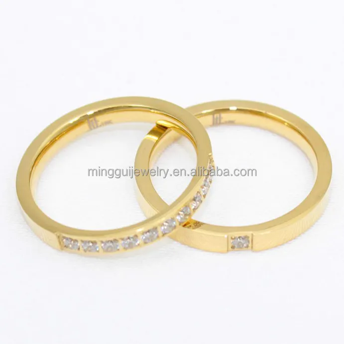 Fashion Custom stainless steel gold lady Couple's ring