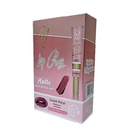 Palette de gloss mat transfrontalier gravée au laser argentée, étanche, hydratante, avec boîtes d'emballage cosmétique imprimées UV, vente en gros