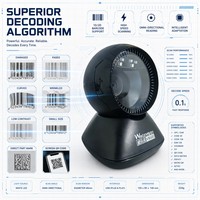 Escáner de Código de Barras de Escritorio 2D de Alta Velocidad con Cable USB, Lector Omnidireccional de Manos Libres para Punto de Venta en Comercios y Supermercados