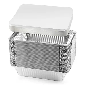 Disposable Mini Cake Pans With Lids 1lb Rectangle Loaf Baking Pan Aluminum Foil Muffin Brownie Container For Wedding