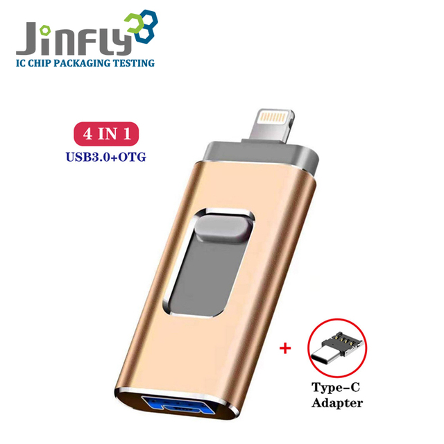 New 4-in-1 OTG Type-C USB 3.0 Flash Drive 16GB/64GB/128GB/256GB for iPhone Android PC