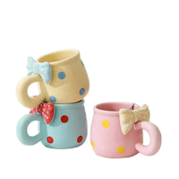 Tasses en porcelaine à pois charmantes avec nœuds, design moderne, compatibles lave-vaisselle et micro-ondes, décoration d'intérieur, mugs pour le thé et le café