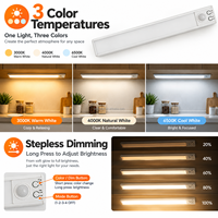 Barres lumineuses LED rechargeables USB-C avec détecteur de mouvement, intensité réglable, veilleuse portable à induction pour armoire, cuisine et chambre