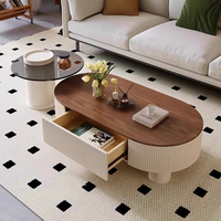 Table basse ovale moderne simple en ardoise crème pour petite maison ou appartement rangement pour thé et salon