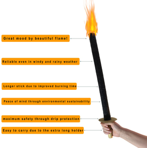 Ngoài trời Giữ Sáp ngọn đuốc cho 60 phút cắm trại và dã ngoại paraffin đèn pin với tay cầm bằng gỗ - Product Image 3