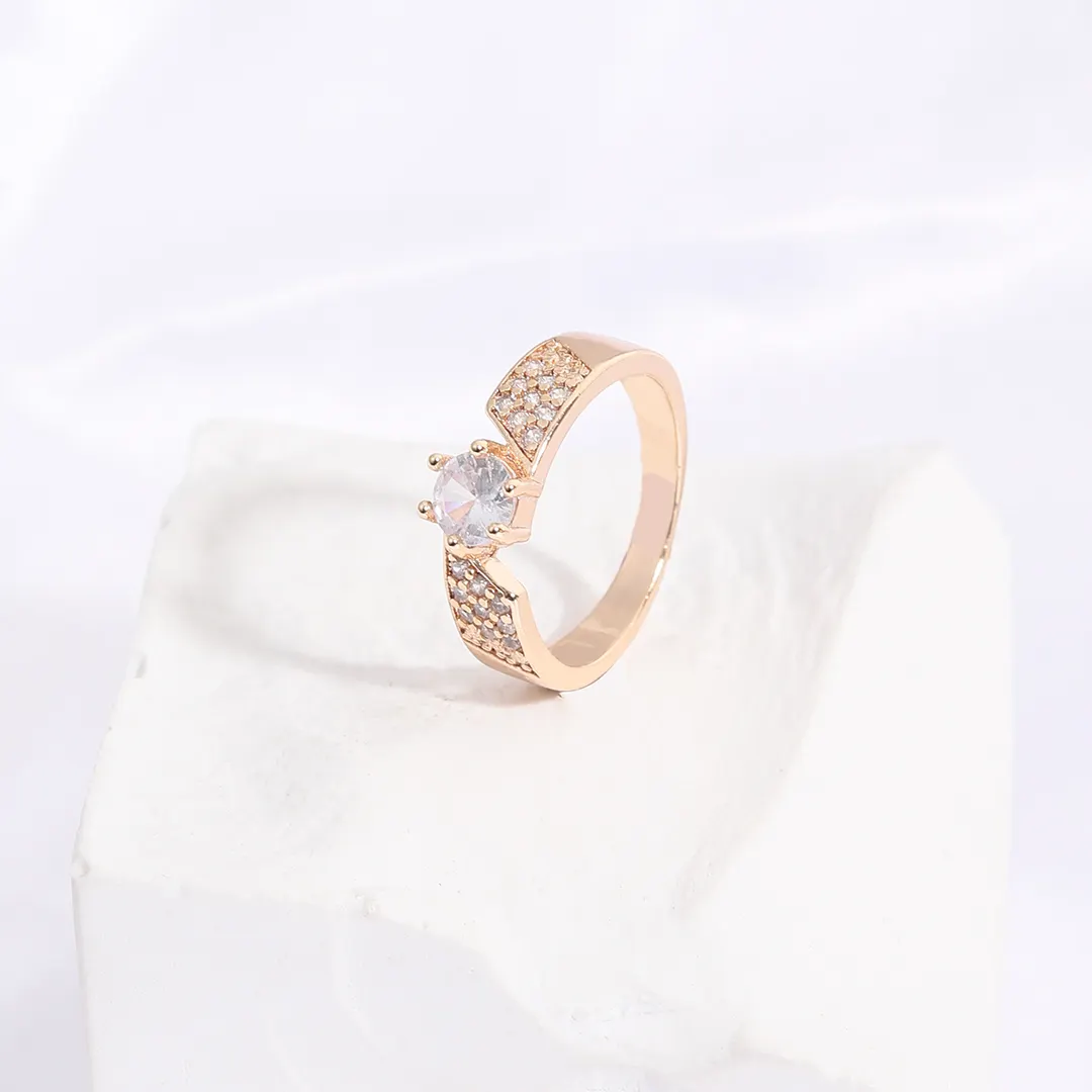 Anel de noivado, joia feminina 18k ouro anel de casamento conjunto