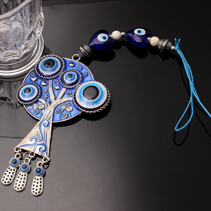 Ornamento da appendere in lega smaltata blu con occhio di Allah e <span class=keywords><strong>albero</strong></span> della vita, decorazione per la casa, arte da parete, all'ingrosso - Product Image 3