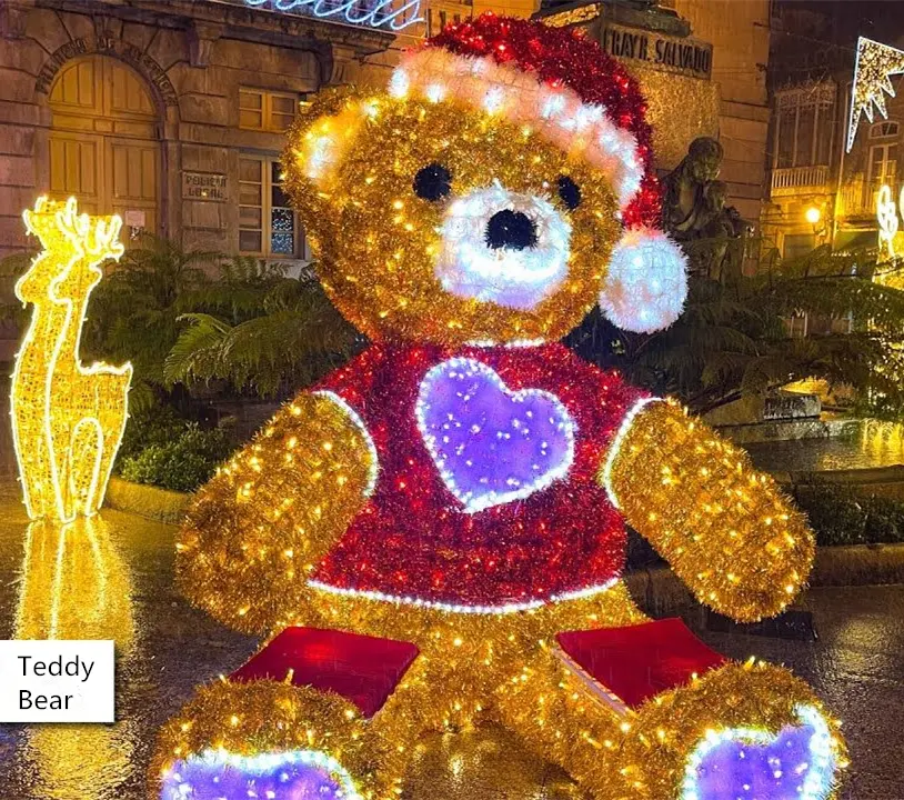 Гигантский Медведь Тедди уличные рождественские огни украшения