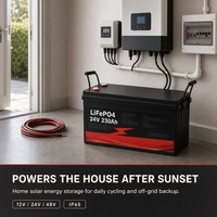 Batterie LiFePO4 à décharge profonde pour stockage d'énergie solaire domestique, étanche IP65, auto-chauffante, Bluetooth, OEM ODM, 12V 24V 48V