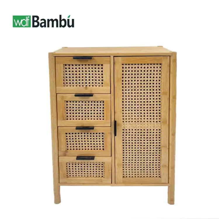 High quality ODM meuble salon usm furniture side board cabinet storage armarios habitacion bamboo rattan cabinet for living room