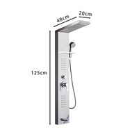 Ensemble de douche multifonction mural avec cascade, panneau de douche noir
