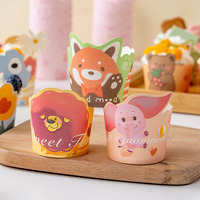 Kustom biodegradable mini kartun cupcake muffin cangkir kue bunga kertas kemasan cupcake