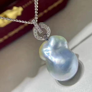 Colgante de Plata S925 con Cuentas Redondas de 9-15 mm, Accesorios de Perlas para Collar de Moda, Base Vacía 30911 para Fabricación de Joyas - Product Image 2