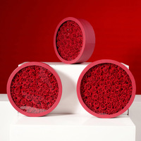 Boîte d'emballage de fleurs à fenêtre ronde en gros boîte cadeau transparente en pvc rose trois pièces boîte à fleurs pour la Saint-Valentin