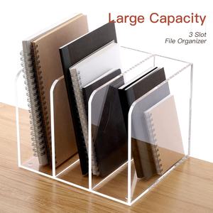 سطح مكتب أكريليك شفاف حديث 3 سلوتس رف مساحة عمل مكتب حامل تخزين ملحق - Product Image 4